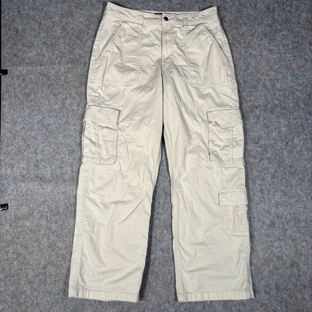 Hollister Cargo Pants Womens 14R Tan Ultra High-Rise Baggy Wide Leg Utility